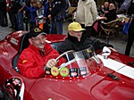 Horst Lichter mit Dieter Griesenbach in einem rot-wei&szlig;en Ferrari 750 Monza aus dem Jahre 1955